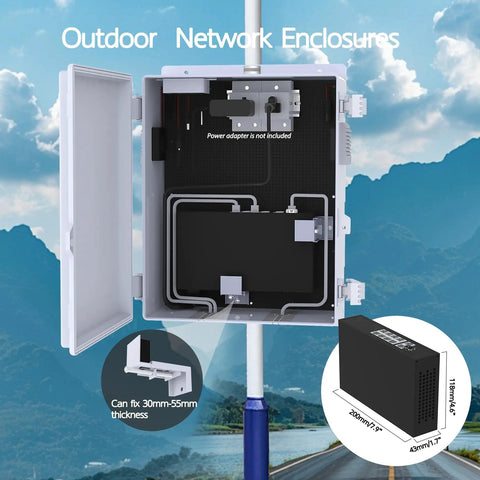 Outdoor Waterproof Electrical Box IP65 ABS Plastic Enclosure With Fan And Thermostat, Mounting Plate And Hinged Lid