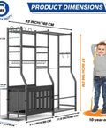 Heavy Duty Garage Sports Organizer All In One Golf Bag Rack And Multi Sport Ball Holder dimensions shown with child for scale