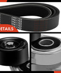 Serpentine Belt Drive Kit for Honda CR-V 2009 2.4L and Acura TSX 2007 2008 2.4L Gas Engine, close-up of belt and tensioner