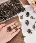 80 Pieces Two Styles Metal Brad Fasteners With Pull Rings Antique Bronze For Journals Books Scrapbooks Albums Jewelry Boxes