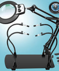 Helping Hands Soldering Station With 10X Magnifier Light And Stand Magnetic Third Hand Tool for PCB Work and Hobby Craft