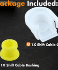 Transmission Shifter Cable Bushing With Cap For Precise Smooth Shifting And Quiet Operation In Cars And Trucks Durable BeefedUp Direct Fit Replacement Part KV6Z 7K340 A white cap and yellow bushing kit