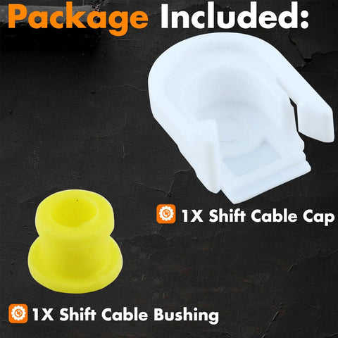 Transmission Shifter Cable Bushing With Cap For Precise Smooth Shifting And Quiet Operation In Cars And Trucks Durable BeefedUp Direct Fit Replacement Part KV6Z 7K340 A white cap and yellow bushing kit