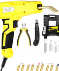 Upgraded 100W Hot Stapler Gun Plastic Welder Kit for Car Bumper Repair, yellow, with plier and four hot wave flat staples