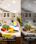 Grab Your Hands On These Fresh 4 Inch Gimbal Ceiling Downlights Fully Dimmable 900 Lumen Recessed Leds With 5 Cct Switchable Tunable White Settings Smooth Tilt Rotate Focus Boss Level Home Lighting Kit Of 4 showcased in a kitchen.