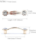 Crystal Glass Daisy Cabinet Pulls 4 Pack Chrome Finish Inlaid With Shining Clear Glass 3 Inch Center 3 7/8 Inch Length