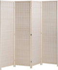 Bamboo Room Divider Folding Privacy Screen, 4 Panel, 72 Inches High and 17.7 Inches Wide, natural wood color, standing open