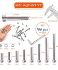 Ultimate 796 Piece M3 Screw Set With DIN912 Hex Socket Screws, 200 Nuts, 200 Lock Washers, And 200 Flat Washers For Pro DIY, Industrial Repairs, And Prototyping. M3 stainless steel screws, nuts, and washers shown with 10-40mm sizes