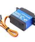 Heavy Duty 35Kg Digital Metal Gear Servo For Rc Cars Aluminum Build showing blue and black design with wiring for easy hookup.