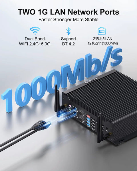 All Day Silent Mini PC Powered By Intel Core I7 Processor Paired With 32GB Ram And 1TB SSD Storage with dual 1G LAN ports.