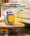 Compact Ceramic Space Heater With Adjustable Thermostat And Overheat Protection, Portable Office And Kitchen Safe ETL Listed on table