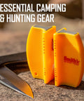 Two Step Knife Sharpener With Coarse And Fine Slots, Yellow Grab-And-Go Portable Outdoor Handheld Sharpening Tool for Camping