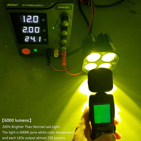 Beefy Yellow 3 Inch 40W LED Pods Lights for Off Road Driving 12V 24V testing brightness near power supply