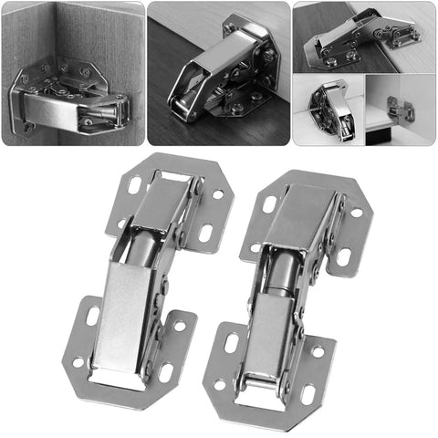 Stainless Steel Hydraulic Cabinet Door Hinges With Soft Close Dampers, 4 Pack, Eight Mounting Holes, Damper Buffer shown in use