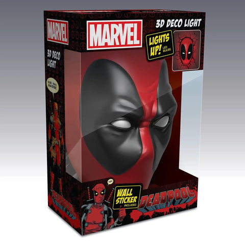 Deadpool 3D Deco Light Mask Wall Decor cordless battery operated LED night light with sticker in retail packaging