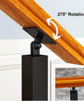 Heavy Duty Black Wrought Iron Stair Railing Spindles Badass Baluster Posts with 270° rotation bracket mounted on wood.
