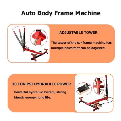 Pro Grade Auto Frame Machine With 98 kN Pulling Power And 4400 Lb Capacity displayed with adjustable tower and hydraulic system