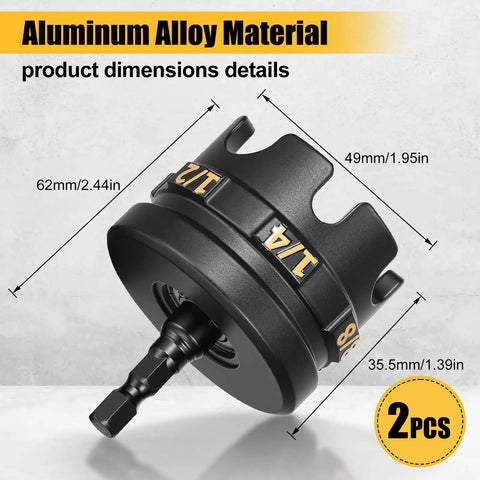 Two Pack Nut Zipper Drill Attachment For Quick Nut Removal, Nut Runner dimensions, aluminum, fits threaded rod sizes, 2 pieces