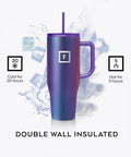 Co Pilot Insulated Travel Mug With Straw And Flip Cap Lids 40 Oz Leak Proof Cup Holder Friendly Keeps Hot And Cold Aurora