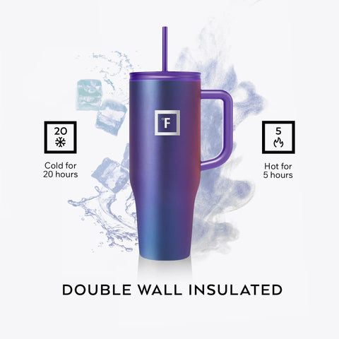 Co Pilot Insulated Travel Mug With Straw And Flip Cap Lids 40 Oz Leak Proof Cup Holder Friendly Keeps Hot And Cold Aurora