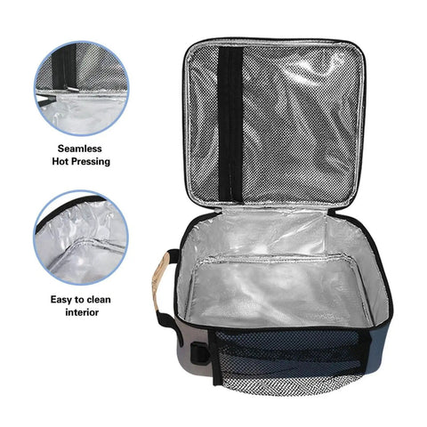 Open view of Desert Horses Insulated Lunch Box For Kids Girls And Boys showing seamless hot pressing and easy-to-clean interior