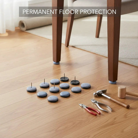Nail On Wool Felt Furniture Glides For Chairs And Tables 0.75 X 0.26 Inch Black Floor Protectors under chair on hardwood