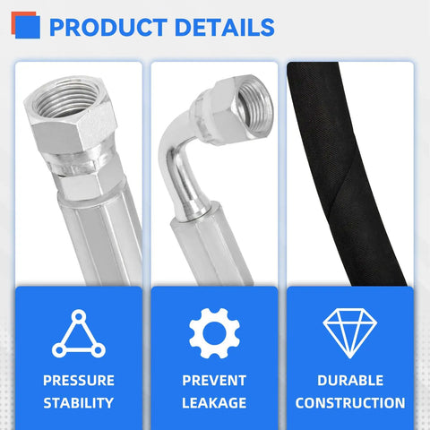Front Loader Hydraulic Hose Kit For Boom And Bucket Cylinders, durable hoses with reinforced ends for pressure stability and leak prevention