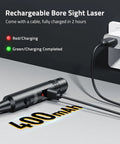 Rechargeable Bore Sight Laser Kit With 64 Adapters For Calibers From 0.17 To 12GA, charging with LED indicators and 400mAh battery