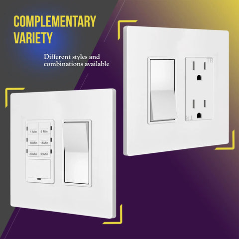 Screwless Decorator Wall Plates Two Gang White Gloss Finish Tough as Nails Durable Polycarbonate Outlet Covers