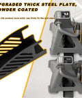 Two Pack Wall Mount Jack Stand Organizer For 2 And 3 Ton Jacks, showing heavy-duty metal rack and powder-coated steel plate in use