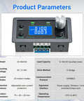Front view of PWM DC Motor Speed Controller 12V To 30V 10A Variable Speed Regulator with display and control knobs, showing product parameters.
