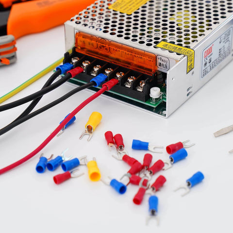 Dual Row Terminal Block Kit, 2 Pack, 4 Circuits, 20-30A, 200V-450V, Screw Terminal Strip With 16 PCS Heat Shrink Wire Connectors in use