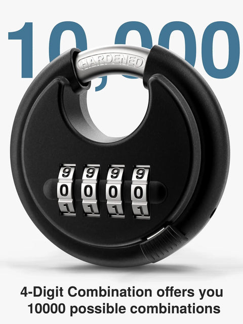 4 Digit Keyless Combination Lock Tough As Nails Padlock With Hardened Steel Shackle, black, showing 4-digit combo