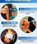 Ratchet Strap Winder Drill Attachment For Quick Tie Downs No Mess High Efficiency Strap Roller Organizer For Flatbeds Trailers Warehouses Garages Reduces Downtime And Hand Fatigue 1 Pack showing integration with drill and coiled straps