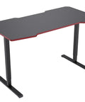 Heavy Load Electric Standing Desk Built Different For The Daily Grind, Super Silent Motor Lift Tech, Generous 55 By 28 Inch Sit Stand Workstation with black and red finish.