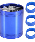 Dual Turbine Air Intake Booster With Aluminum Alloy Construction And Rubber Seals For Auto Use Boost Throttle Response For Gas Savings Fuel Efficiency And Power High Flow Turbo Style Intake With Blue Finish And Easy Install