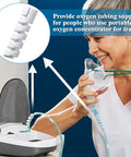 Lekgavd oxygen tube support crimp straightener with 360-degree connectors and nasal cannula, installed view.