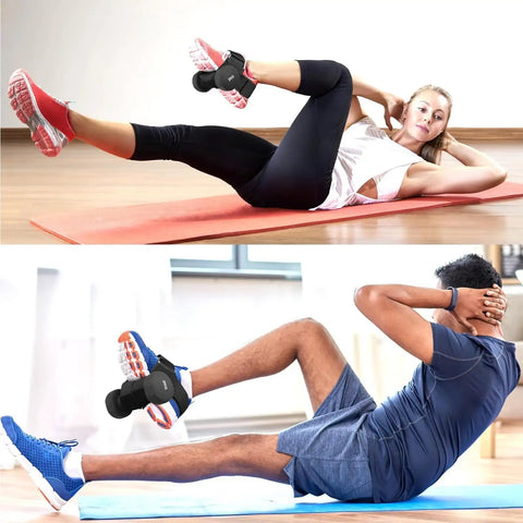 Two people using Tibialis Trainer Foot Strap For Dumbbell Workouts, Adjustable Ankle Weights For Leg Day At Home, Shin Splint Relief.
