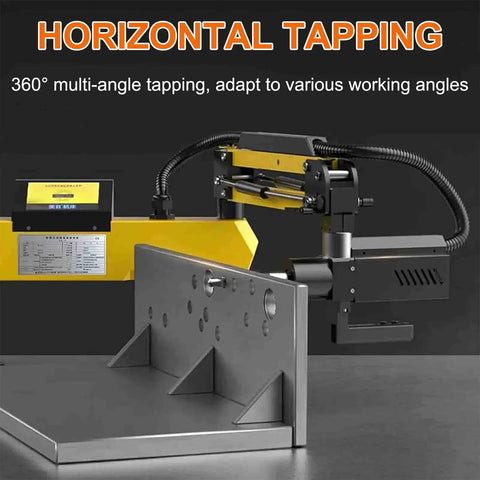 Electric Tapping Machine With 600 RPM And 1000mm Flexible Arm Precision Threading Tool For Metal And Woodworking Touch Sensor Collets M3 To M16 Workshop Ready Pro Grade With 360 Degree Adjustable Tapping For Accurate And Fast Threads in horizontal setup on metal surface