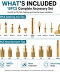 18-Piece Pro-Grade 3D Print Finishing Tool Kit With Heat Set Insert Tips And Brass Soldering Iron Tips overview