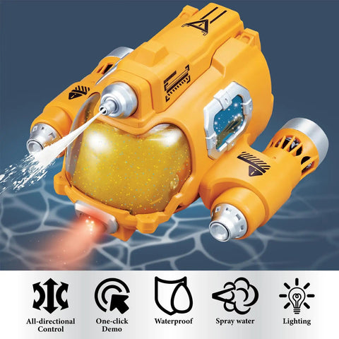 Close-up of High Speed RC Boat With Dual Propellers 2.4G Remote Lights And Water Spray 360 Degree Spin Rad Electric Boat Toy