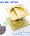Color Coded Pocket Door Privacy Lock With Green Unoccupied And Red Occupied Indicators, Satin Brass, Easy to Use Lever