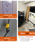 Tesla Level 1 EV Charger Adapter Cord NEMA 5-20P To 14-50R 10AWG 16A Max Setting in residential garage setup