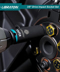 Close-up of a socket from All In One Three Eighth Inch Socket Set 90 Piece SAE And Metric Impact Set with Cr V Steel.