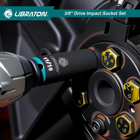 Close-up of a socket from All In One Three Eighth Inch Socket Set 90 Piece SAE And Metric Impact Set with Cr V Steel.