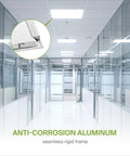Workhorse 2x2 LED Flat Panel Light 25W 3250LM 5000K Daylight Dimmable Ceiling Panels in modern office corridor