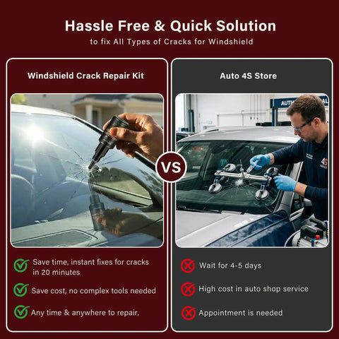 Comparison of using Windshield Repair Kit With Nano Glass Repair Liquid For Car Windows DIY versus professional service