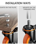 Installation of Heavy Duty 3 Inch Caster Wheels Set Of Four With Threaded Stem 1/2-13 X 1, 400 Lb Per Wheel, 1600 Lb Total Capacity