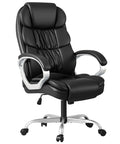 High Back PU Leather Desk Chair With Adjustable Height, Boss Level Modern Executive Swivel Task Chair Featuring Padded Armrests