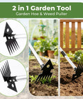 2-In-1 Weed Puller Tool With Long Handle, Dual-Head Garden Hoe And Weeder For Deep Root Uprooting, Heavy-Duty Manganese Steel display